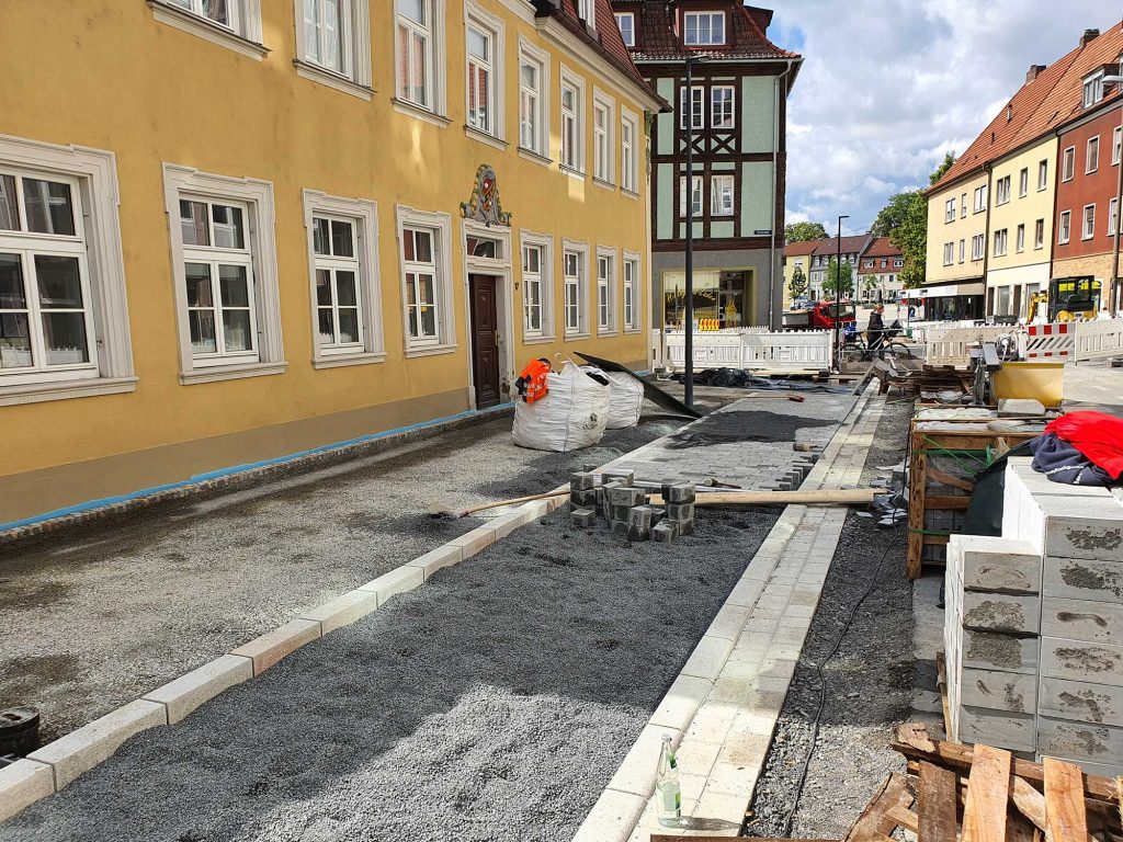 Pflasterarbeiten in Schweinfurt zur Umgestaltung der Zehntstraße