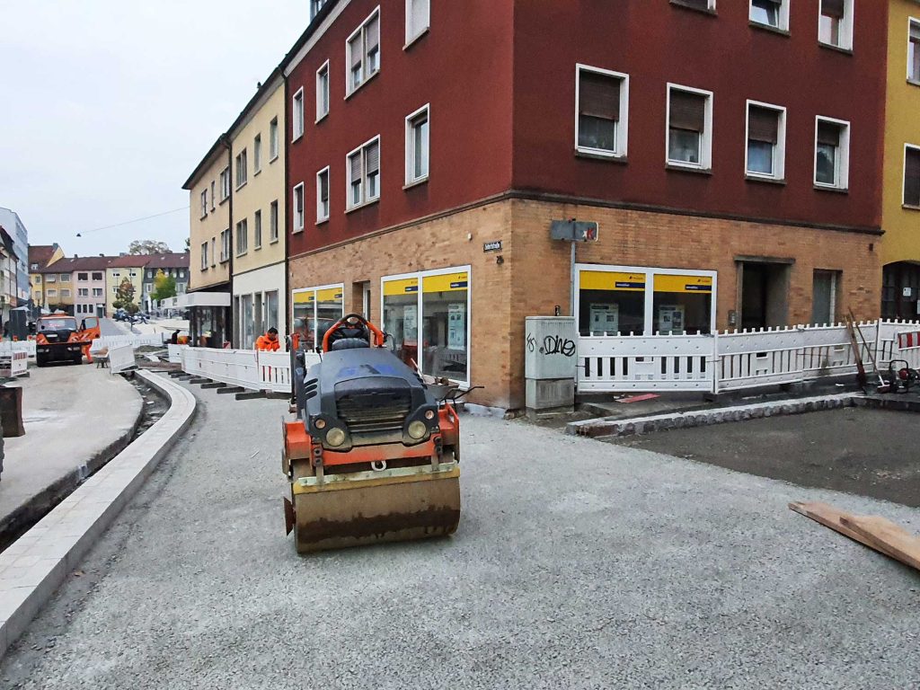 Pflasterarbeiten in Schweinfurt zur Umgestaltung der Zehntstraße